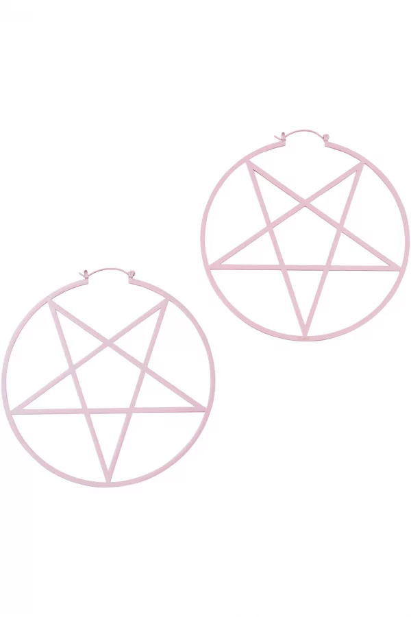 PENTAGRAM HOOP EARRINGs PASTEL PINK - Image 2