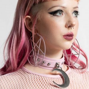 PENTAGRAM HOOP EARRINGs PASTEL PINK