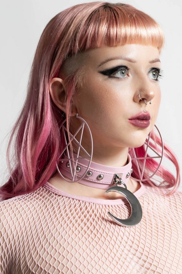 PENTAGRAM HOOP EARRINGs PASTEL PINK