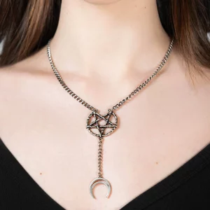 PENTAGRAM MOON DROP CHOKER